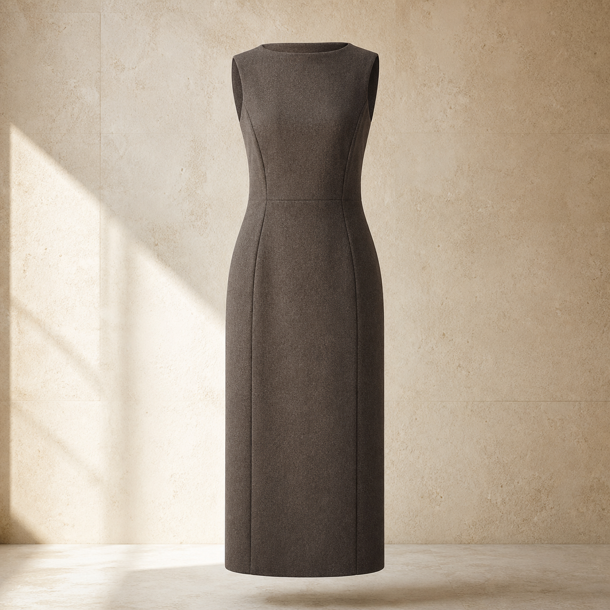 26SS COLUMN WOOL DRESS
